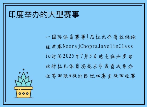 印度举办的大型赛事